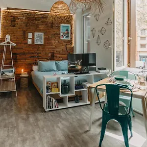 Studio Brique Bleue Avec Parking Privé Appartement